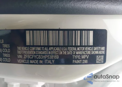 2017 Fiat 500X Trekking Awd from USA, damaged, VIN ZFBCFYCB3HP538169